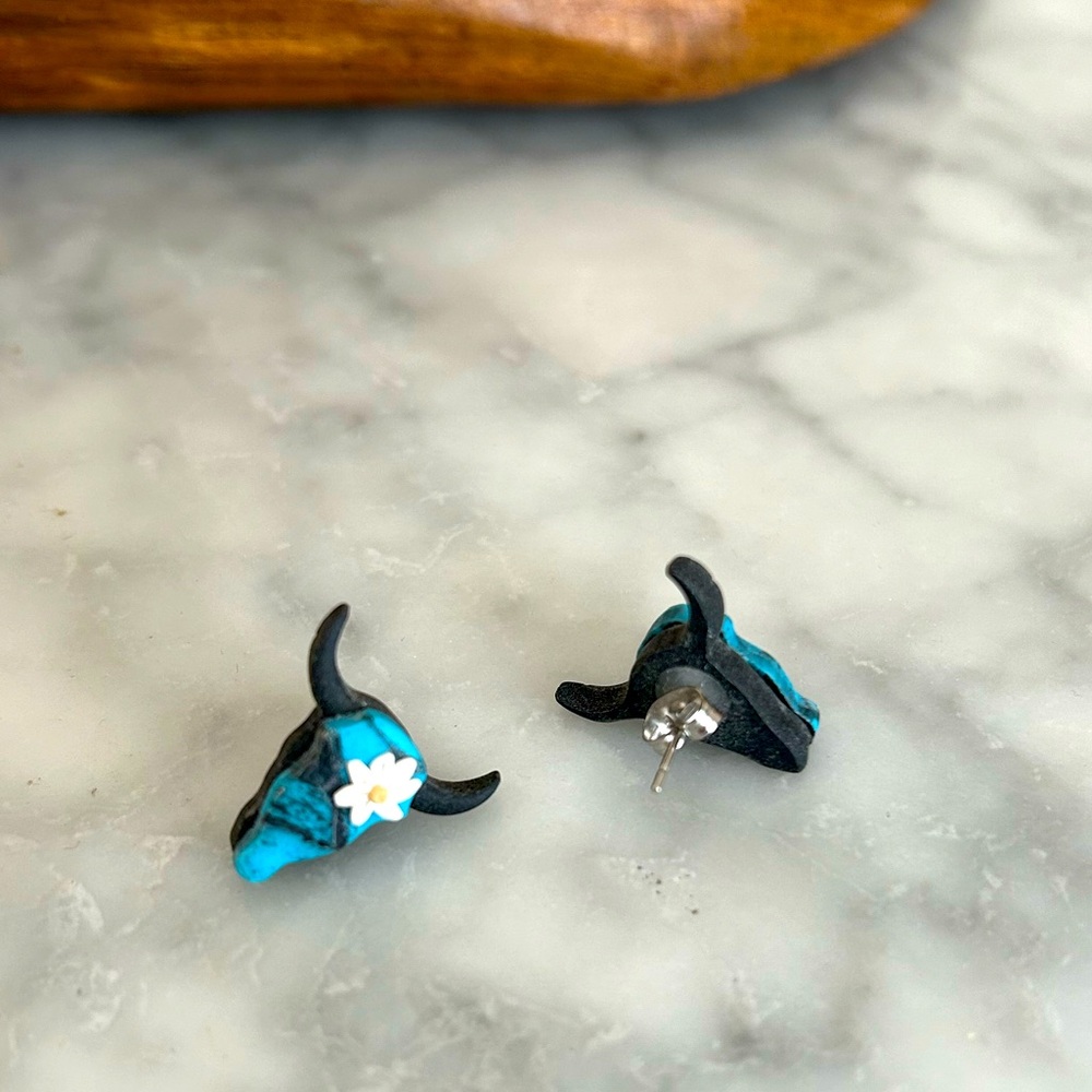 Handmade Clay Bull Earrings